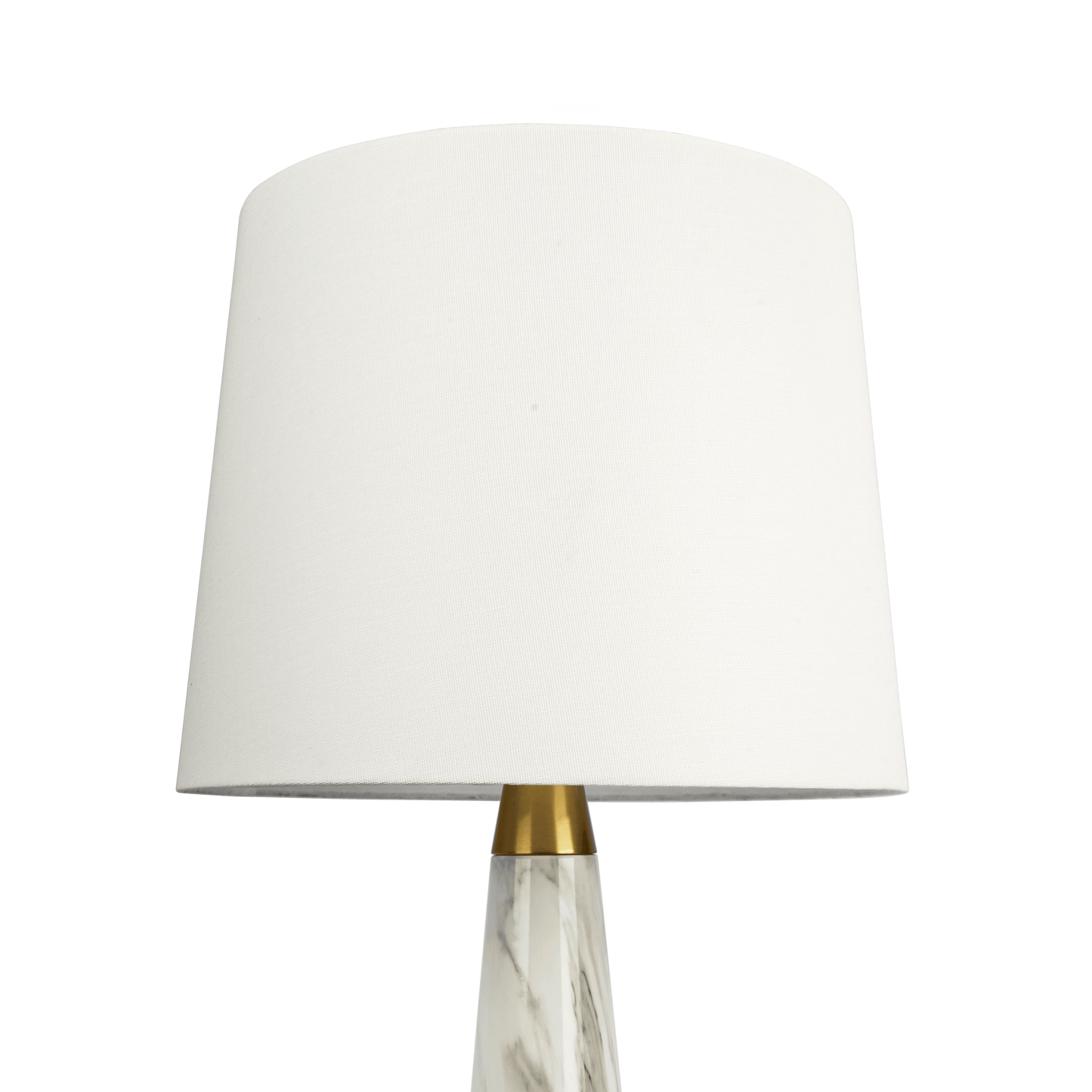 Table Lamp with On/Off Switch, Faux Marble Base, Fabric Shade, 14x14x25 in, Ambient Lighting, White