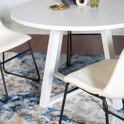 Round Dining Set 3 Piece Trestle Table And 2 Chairs White