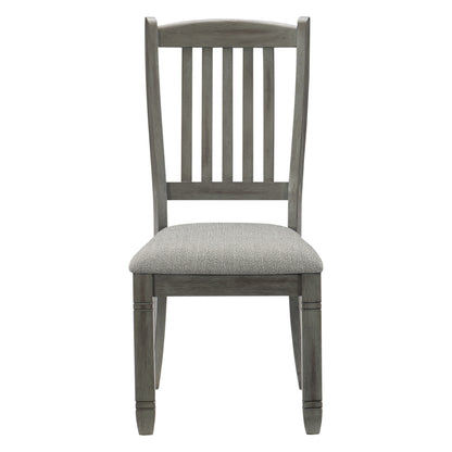 Dining Height Side Chairs Set of 2, Wood Frame, Textured Upholstery, 40in H Antique Gray