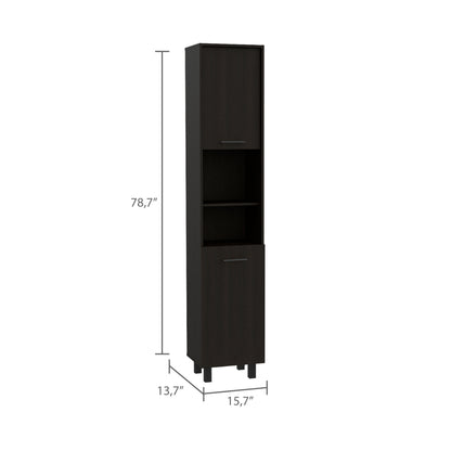 Sheffield Contemporary 2-Door Kitchen Pantry Cabinet with Adjustable Shelves and Chrome Hardware