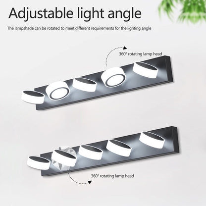 LED 5-Light Vanity Light Fixture for Over-Mirror Bath Wall, 37in Long, Modern Iron & Acrylic Black