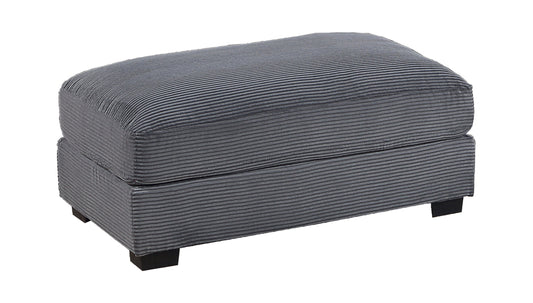 Modular Living Room Cocktail Ottoman with Wood Legs, Corduroy Cushion, 45x28x20 in Dark Gray