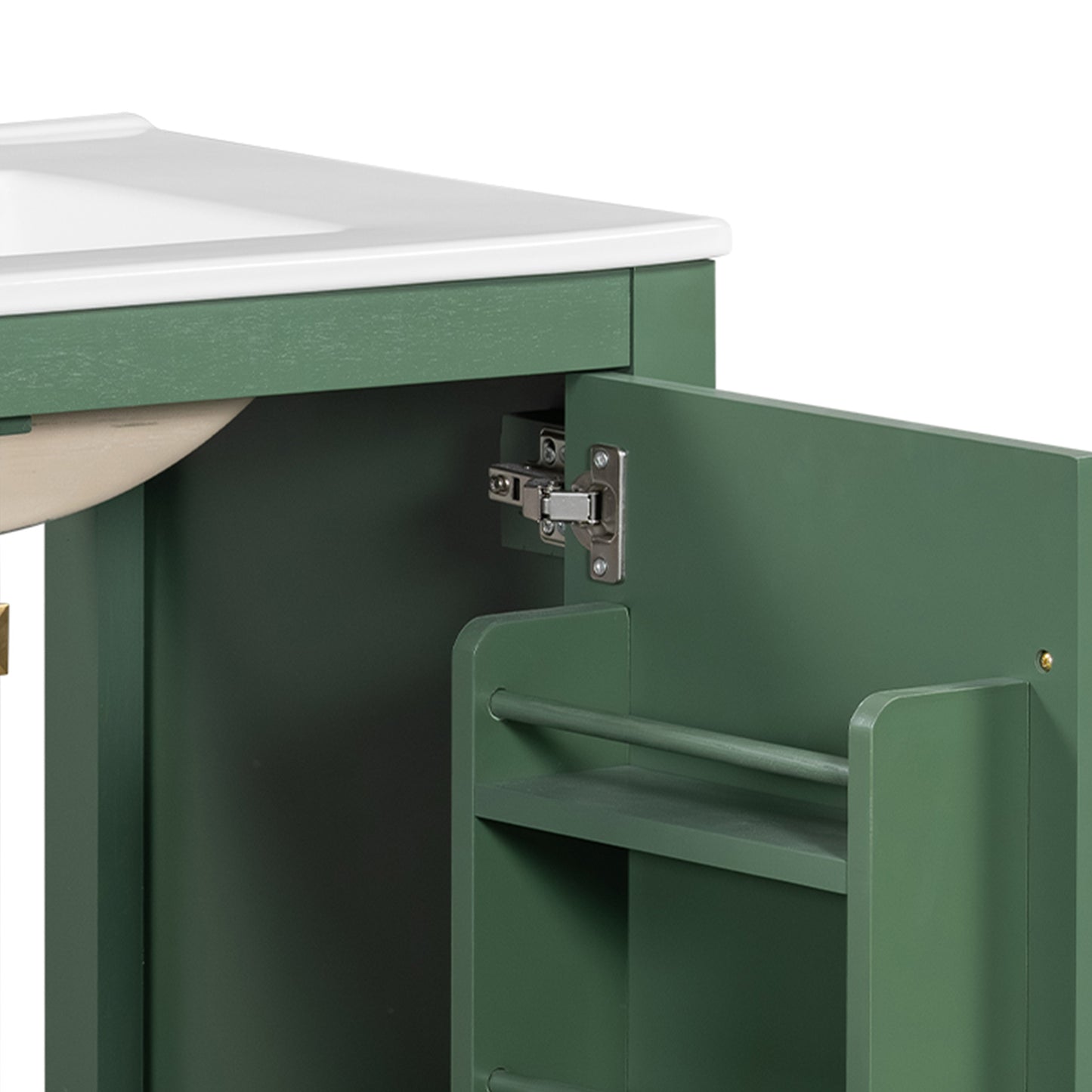 30" Elegant Green Bathroom Storage Vanity with Integrated Undermount Sink and Soft-Close Features