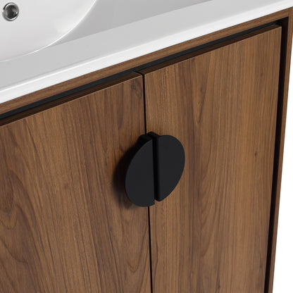 Modern 24-Inch Bathroom Vanity with Ceramic Sink, Stylish Storage Cabinet with Soft Closing Doors