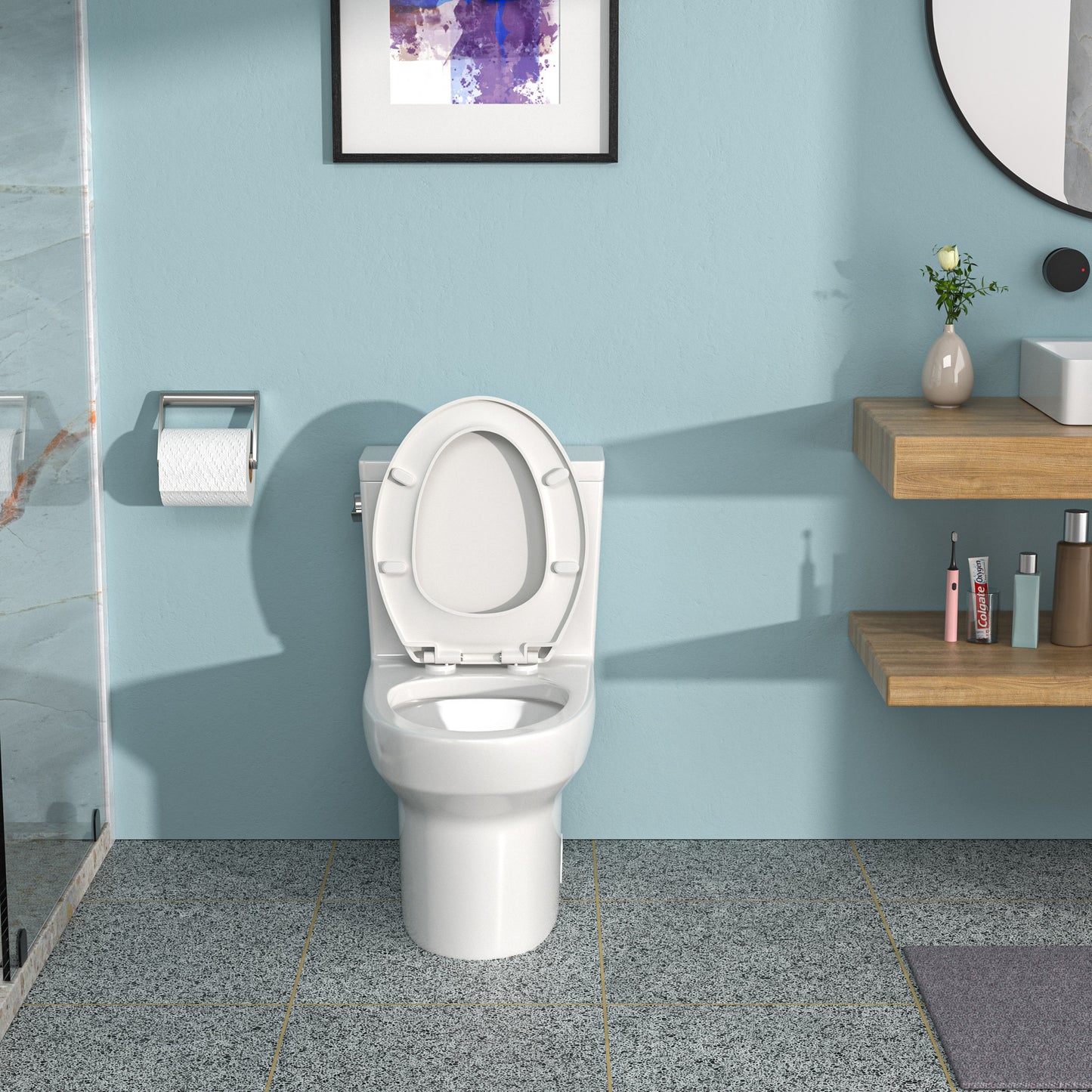 Modern Ceramic One-Piece Toilet with Soft-Close Seat and Efficient Siphon Flush