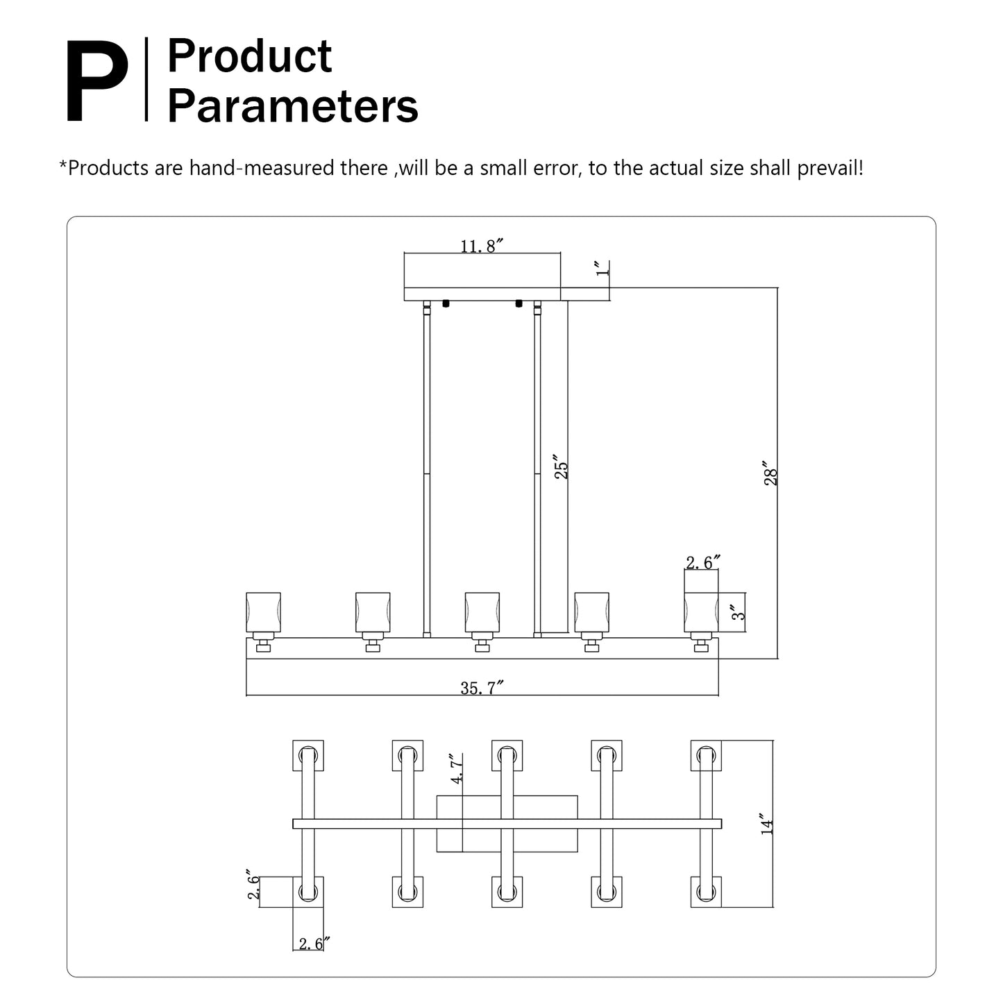 10-Light Pendant Chandelier for Dining Room & Kitchen Island, Farmhouse Metal, G9 Bulbs, Matte Black