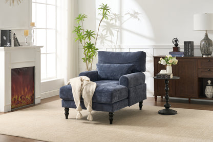 Chaise Lounge Sofa Recliner and Sleeper for Home and Office, Modern Upholstered Wood Frame, 303 lb, Blue