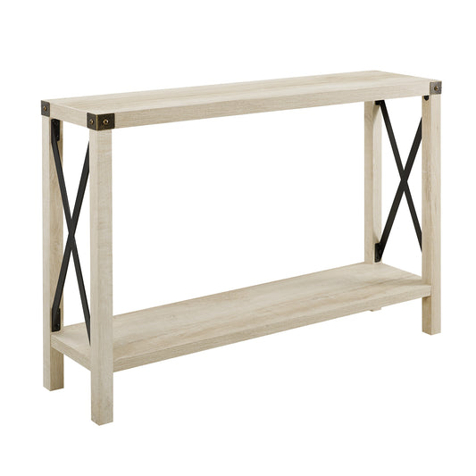 Modern Farmhouse Metal-X Entry Table with Lower Shelf - White Oak