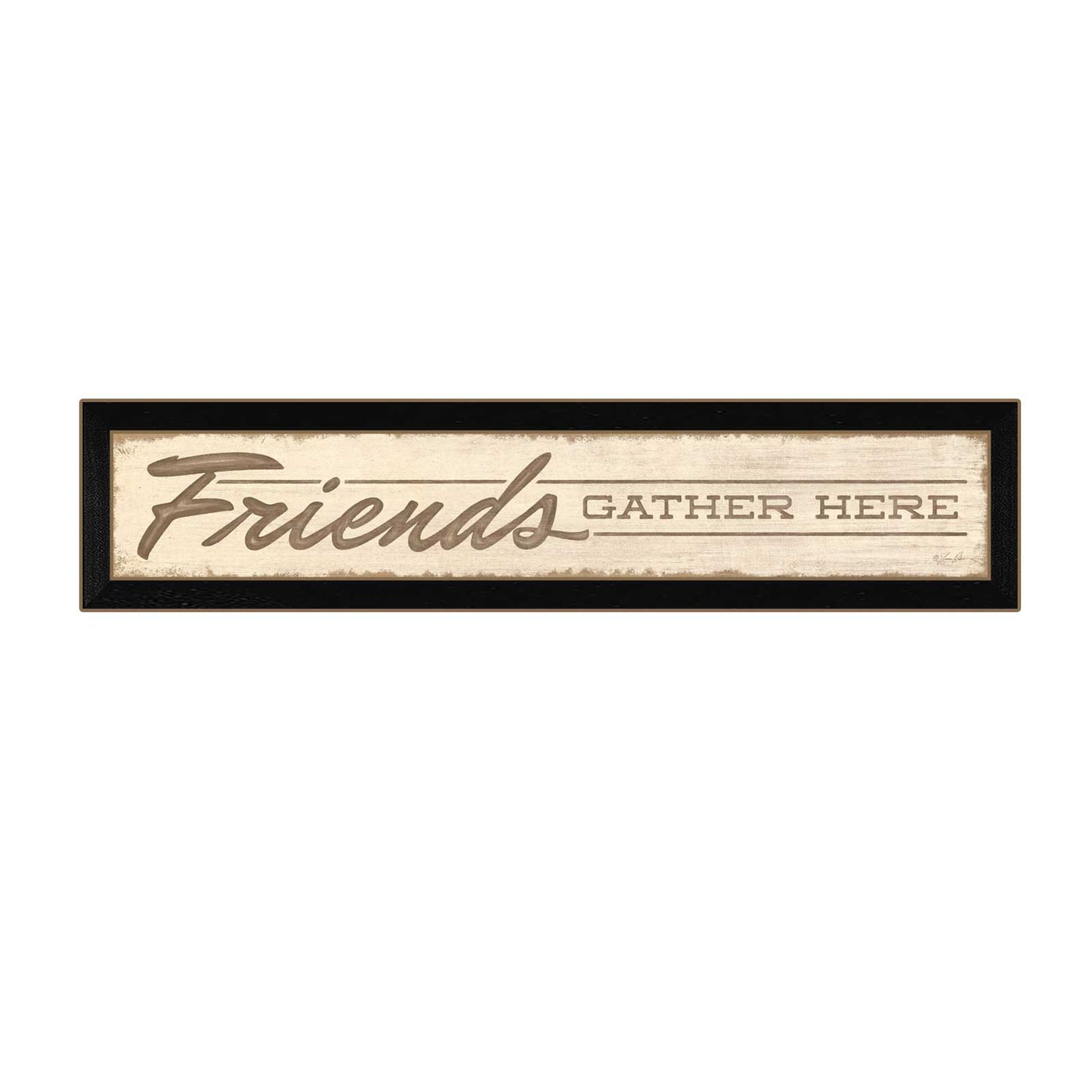 38-Inch Ready-to-Hang Printed Wall Art Quote 'Friend a Gather Here' Framed Poster for Living Room, Black
