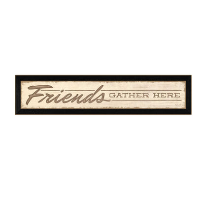 38-Inch Ready-to-Hang Printed Wall Art Quote 'Friend a Gather Here' Framed Poster for Living Room, Black