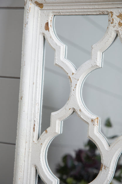 Elegant 59" Distressed White Full Body Floor Mirror for Home Decor