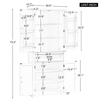 Tall White Bathroom Storage Cabinet with Adjustable Shelf and Drawer, Versatile Multi-Functional Organizer
