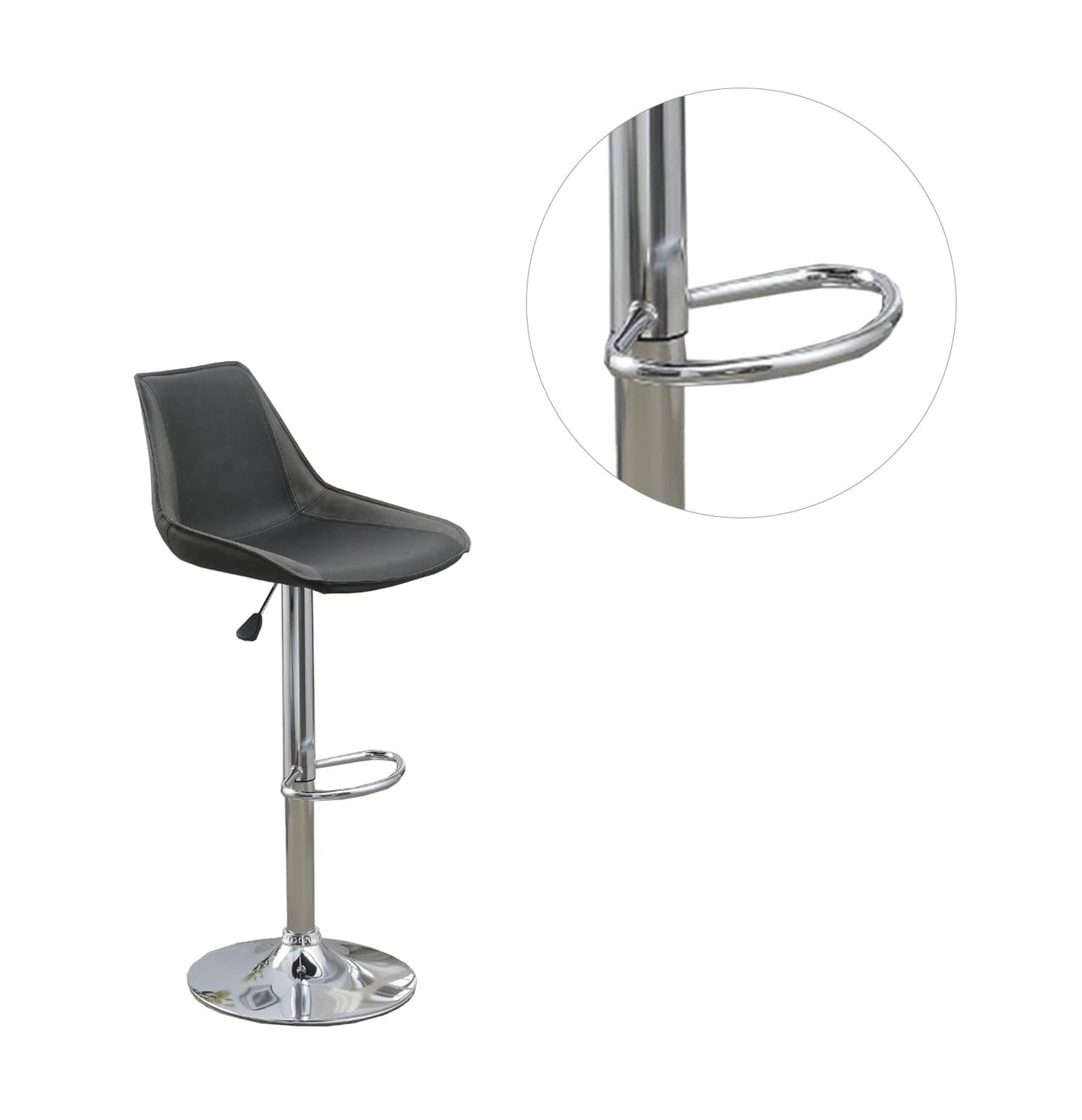 Ebony Adjustable Bar Stool Chairs Set Of 2 Chrome Base