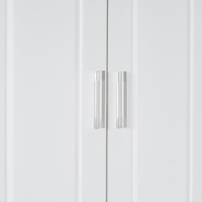 White Tall Storage Cabinet with Tilt-Out Laundry Hamper and Upper Shelves