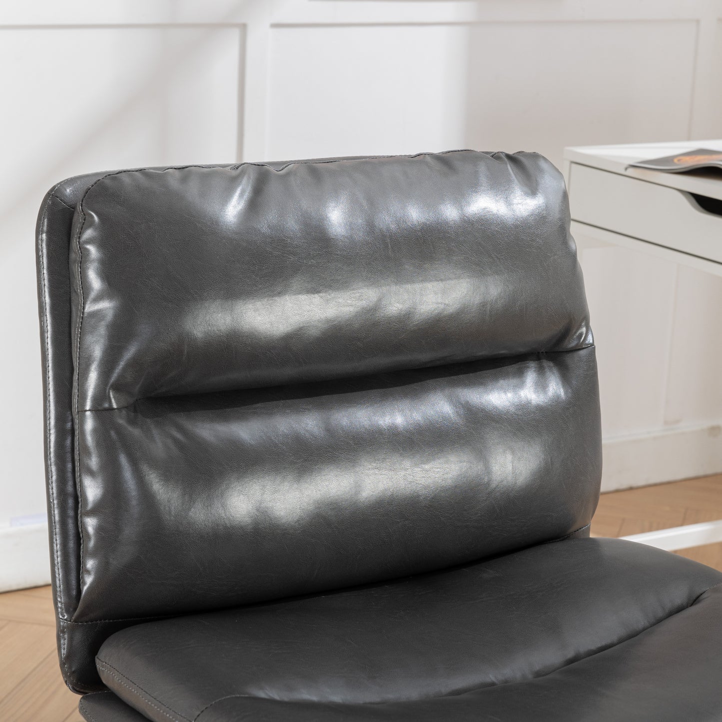 Bizerte Height-Adjustable Swivel Criss-Cross Office Chair with Wide Seat - Gray Vanity & Office Chair