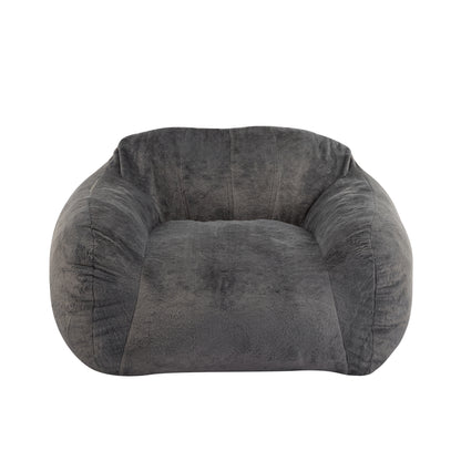 Indoor Bean Bag Chair with Shredded Memory Foam Filling, 48 x 41 x 27 Inches, Faux Fur Cover Gray