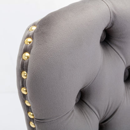 A&A Furniture Velvet Bar Stools Set Of 2 Adjustable Gray